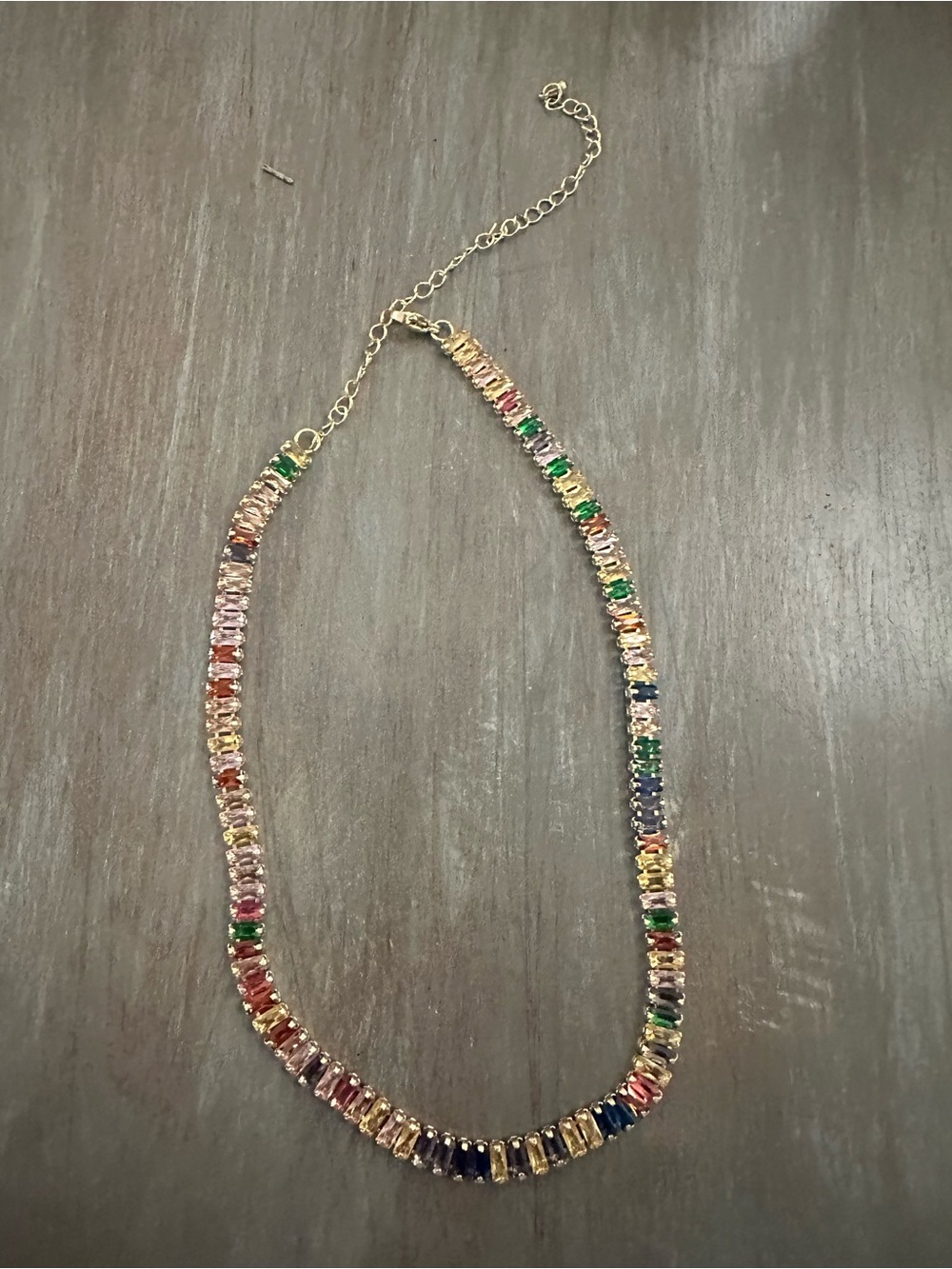 Multicolor square stone necklace